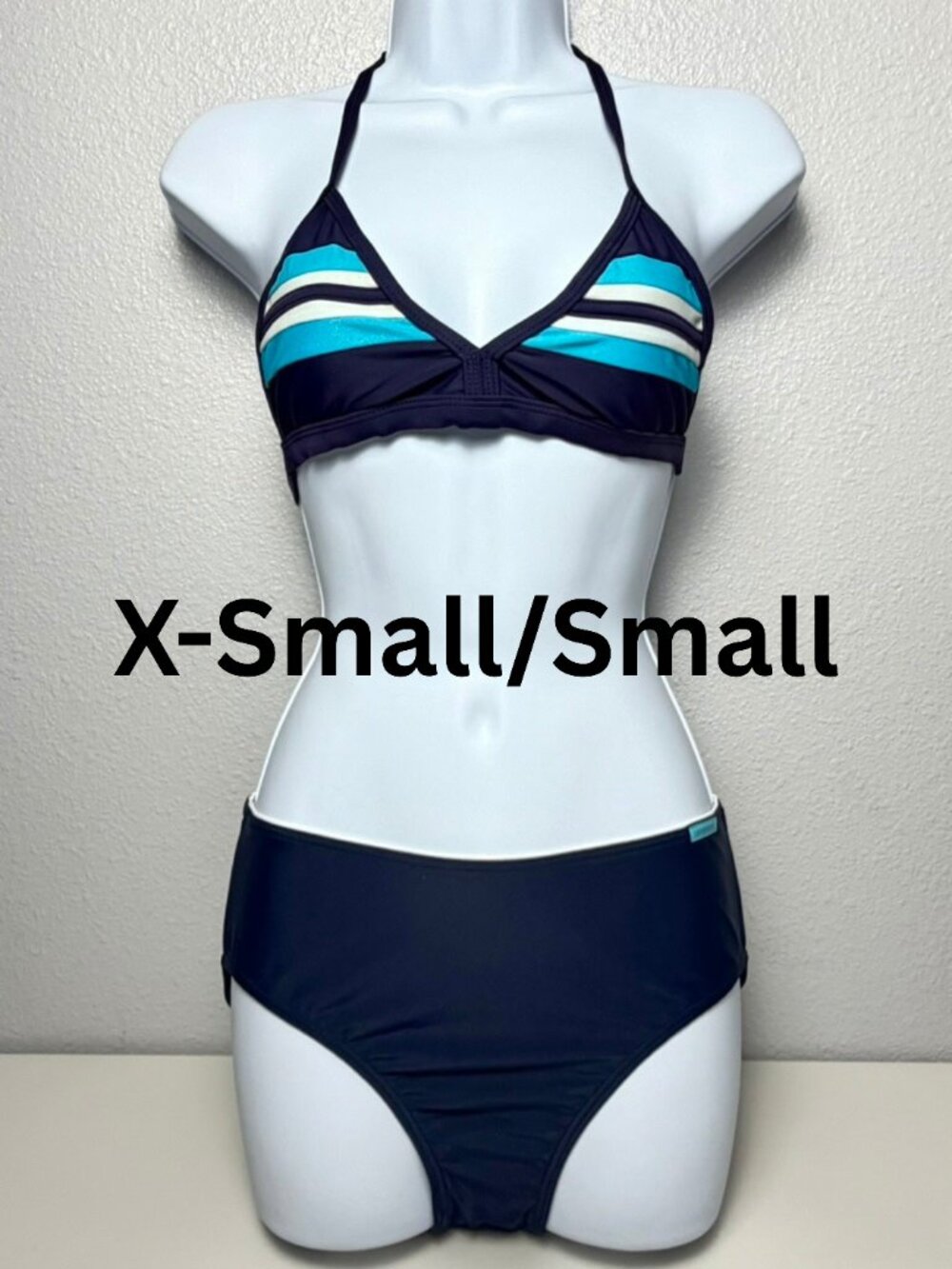 La Roche Arch Collection Navy Stripe Halter Bikini Set GB 12 EU 40